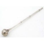 A South American white metal and silver plate Mate / Yerba straw / bombilla 8 3/4" long