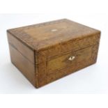 A 19thC inlaid work box with lift out tray 11 3/4" x 5 3/4" x 8 1/2" deep CONDITION: