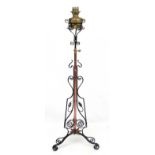 Victorian Arts and Crafts Telescopic oil Lamp : a wrought iron,