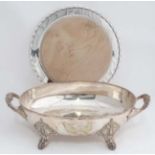 Silver plate dish and silver plate and wood breadboard CONDITION: Please Note - we