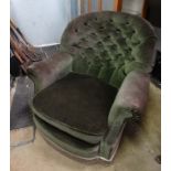 Green button back chair