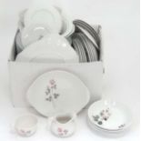 Box of ceramics to include a part dinner service by Royal Doulton in pillar rose pattern etc