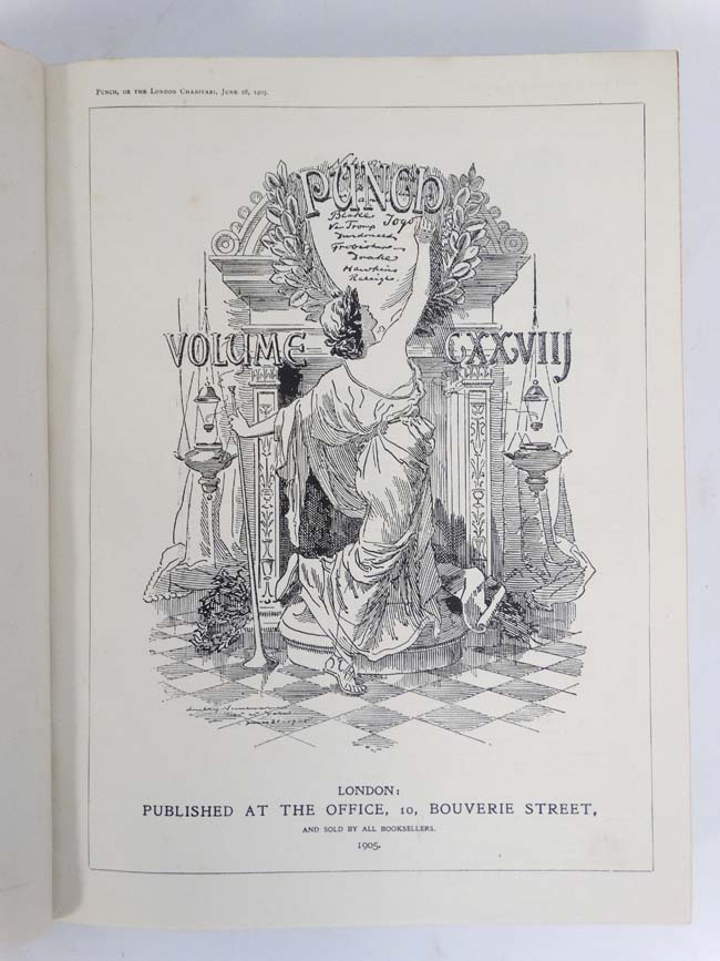 Books: Two volumes of '' Punch '' to include volume 128 for the year 1905 and 130 for the year 1906 - Image 5 of 6