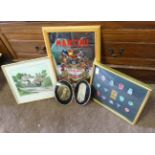 Assorted items to include Martini mirror, collection of 94 Commonwealth Games pins,