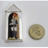 A silver novelty vesta case with sentry decoration CONDITION: Please Note - we do