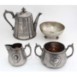 Assorted silver plated wares to include teapot, sugar,