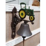 A 21st C painted cast metal 'Green Tractor' door bell CONDITION: Please Note - we