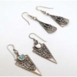 2 pairs of silver drop earrings CONDITION: Please Note - we do not make reference