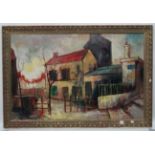 Indistinctly Signed German Expressionist School, Oil on canvas, View of a House, Signed lower right.