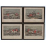 CR Stock after J Herring Senior 1903, Hand coloured Hunting Chromolithographs x 4, ' The Meet ',