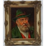 G Pat mid XX Italian School, Oil on canvas, North Italian gentleman smoking a pipe,