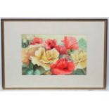 Robin Litt XX Botanical, Watercolour, Roses and poppies in a garden,