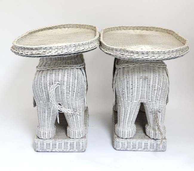 A pair of Lloyd Loom style novelty elephant formed occasional tables. - Image 8 of 8