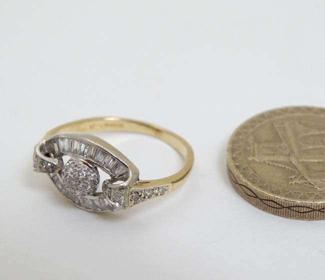 An 18ct gold ring set with baguette and chip set diamonds CONDITION: Please Note - - Image 3 of 4