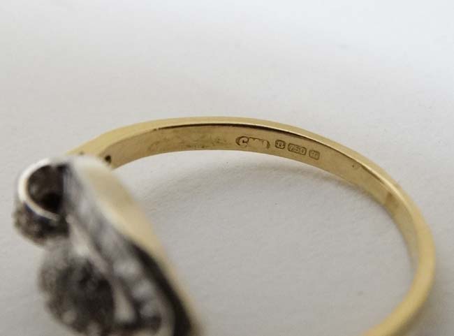 An 18ct gold ring set with baguette and chip set diamonds CONDITION: Please Note - - Image 2 of 4