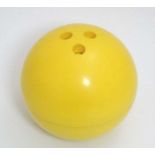 Vintage Retro : a French yellow liveried spherical ice bucket with writing under,