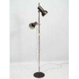 Vintage Retro : A Danish double light Standard lamp with multi - directional aluminium centre spot