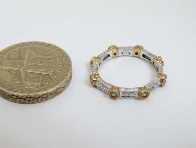 A 9ct white and yellow gold ring set with diamonds CONDITION: Please Note - we do - Image 3 of 3