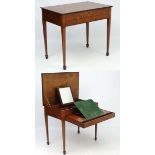 18 thC attributed to Moore of Dublin : a bedroom inlaid dressing table and writing desk made of