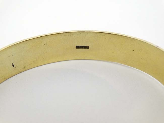 A silver gilt bracelet / bangle formed as a belt with buckle etc. - Image 4 of 5