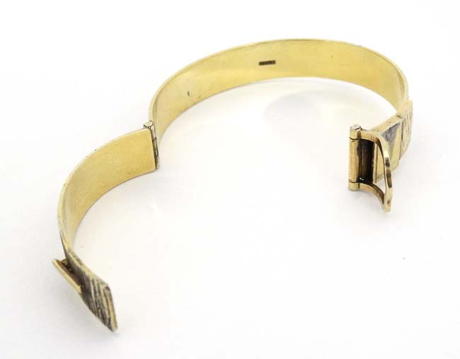 A silver gilt bracelet / bangle formed as a belt with buckle etc. - Image 2 of 5