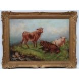 A S Kent XIX, Scottish School, Oil on canvas, Young Bulls beside a Burn, Signed lower right.