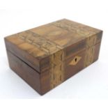 A 19thC walnut tunbridge like banded hinged box 8" wide CONDITION: Please Note -