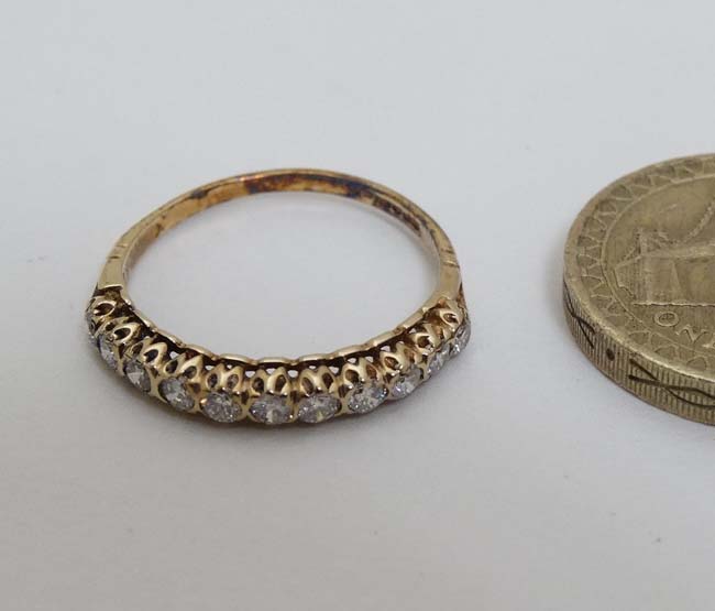 A 9ct gold ring set with band of diamonds CONDITION: Please Note - we do not make - Image 3 of 3