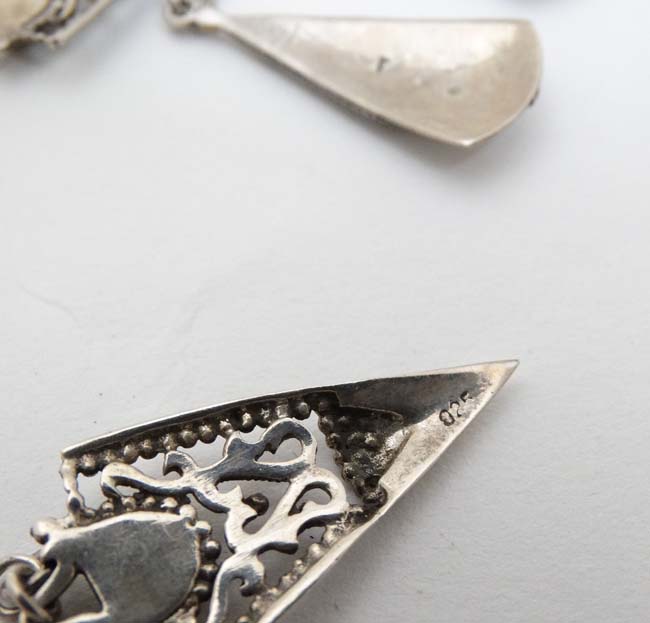 2 pairs of silver drop earrings CONDITION: Please Note - we do not make reference - Image 2 of 4