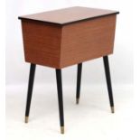 Vintage Retro : A mid century sewing table standing on 4 angled legs ,