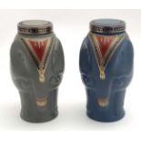 Two Wade Royal Victoria Pottery tea caddies produced for Williamson & Magor and formed as stylised