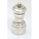 A silver pepper mill / grinder. Hallmarked London 1986.