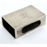 A silver match box cover with engraved armorial to top. Hallmarked Chester 1909 maker William Neale.