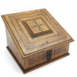 A late 19thC Low Countries fruitwod writing / stationery box with floral inlay to side,