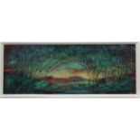 Jack Ray (XX) Retro, Relief oil on board, Sunset through trees, Signed lower right,