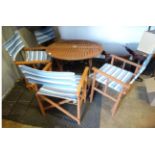 Teak garden table & 4 directors style chairs CONDITION: Please Note - we do not