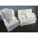Parker knoll wing back chair and 2-seat sofa CONDITION: Please Note - we do not