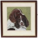 John Fletcham 20thC, Canine School Pastel, ' Spaniel dog Puppies ', Signed lower left,