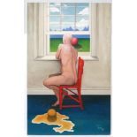 C Kemp XX, Oil on board, ' Charmian ' Large surreal nude, Titled ,