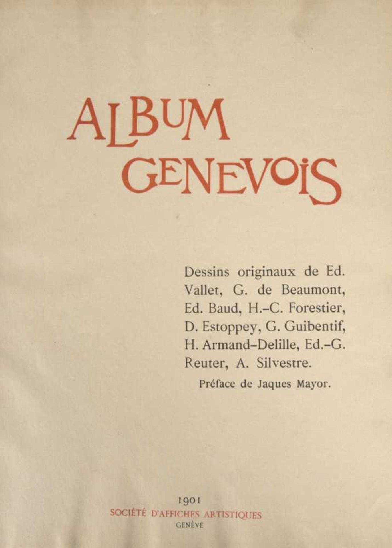 Album genevois de dessins originaux de Ed. Vallet, G. De Beaumont, Ed. Baud, H.C. Forestier, D. - Bild 2 aus 3