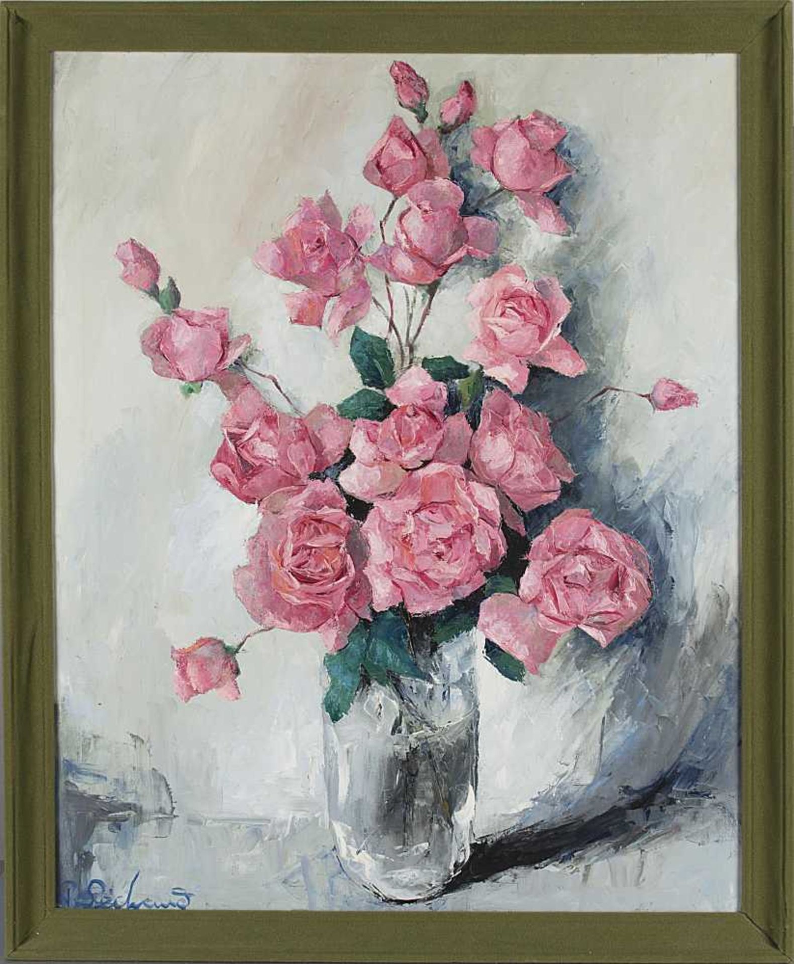 huile sur toile de Paul SÉCHAUD (1906-1982, CH) "Roses" sbg 81x65 cm - Image 2 of 2