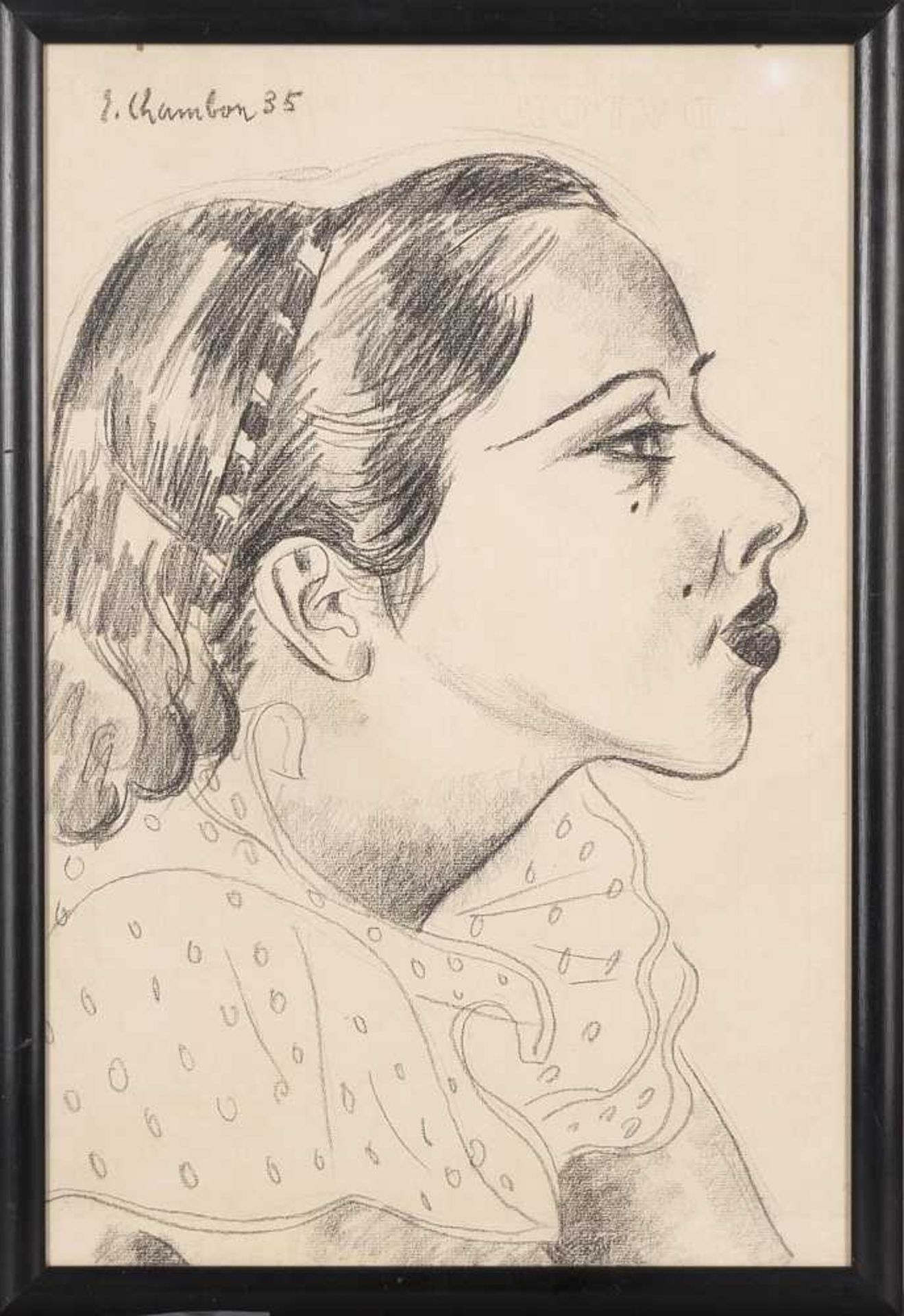 dessin de Emile François CHAMBON (1905-1993) 'Tête de femme" dessin au crayon de Emile François - Image 2 of 2