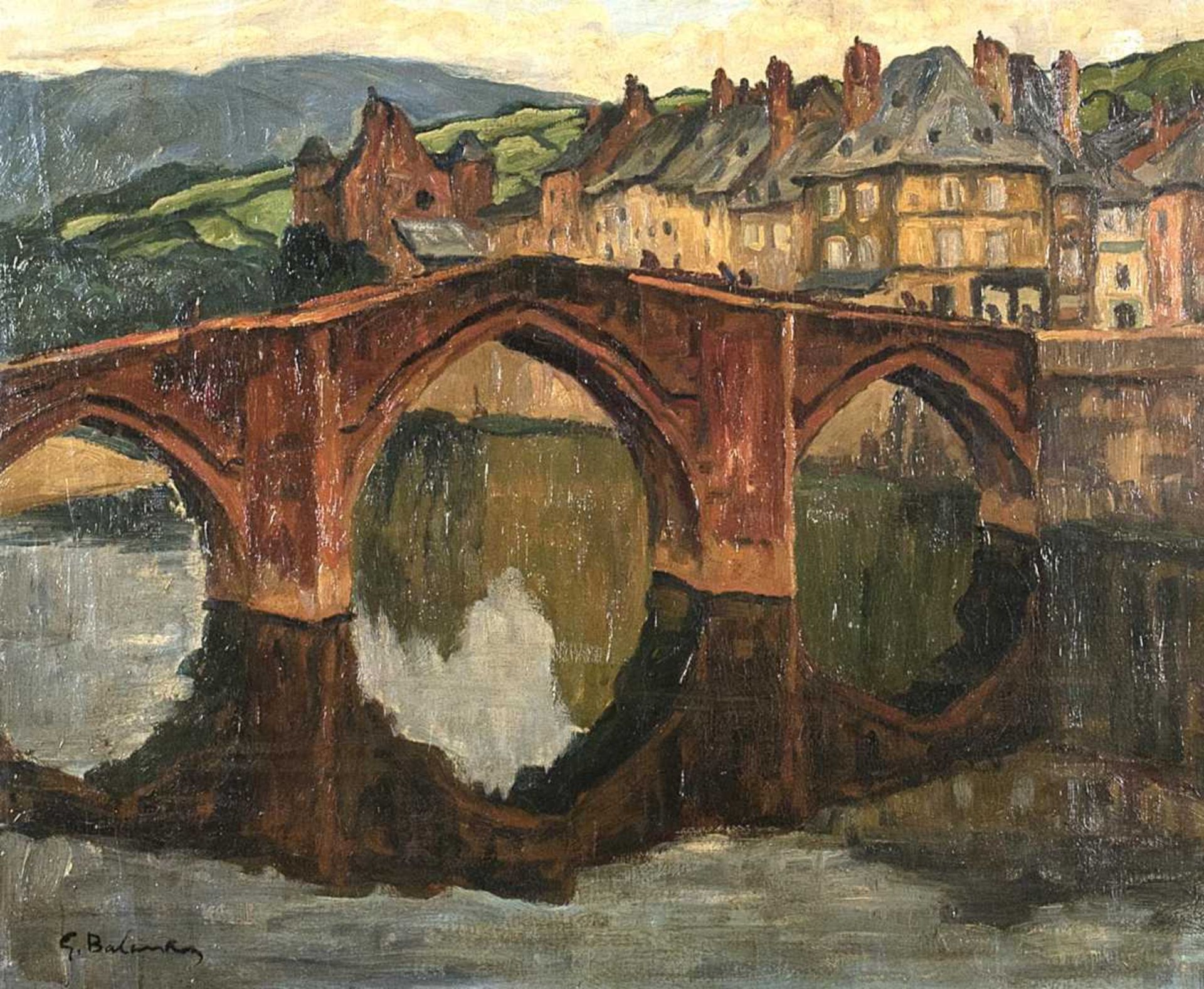 huile sur toile de Gaston Balande (1880-1971, F) "Le Pont" sbg. 54x66 cm