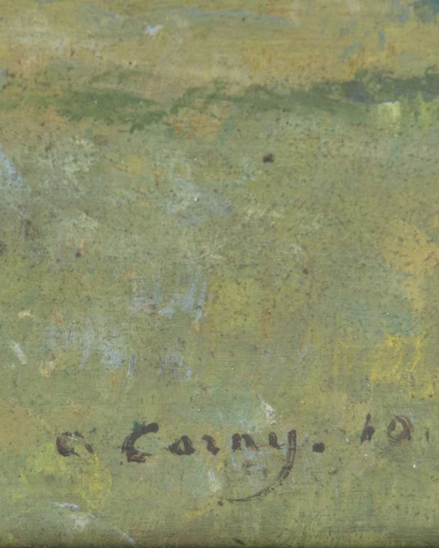 deux huiles sur panneau C. CARNY XIXe 'Le Lavaux' et 'Vue sur les Alpes depuis le jardin' huile - Image 4 of 4