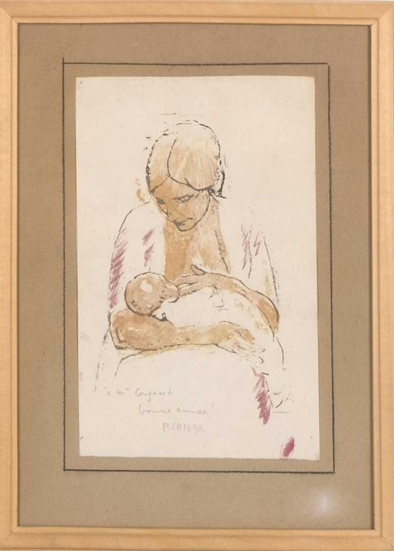 3 uvres de Pietro CHIESA (1876-1959, CH) : une étude d'enfant à l'encre rehaussée à l'aquarelle, - Image 2 of 4