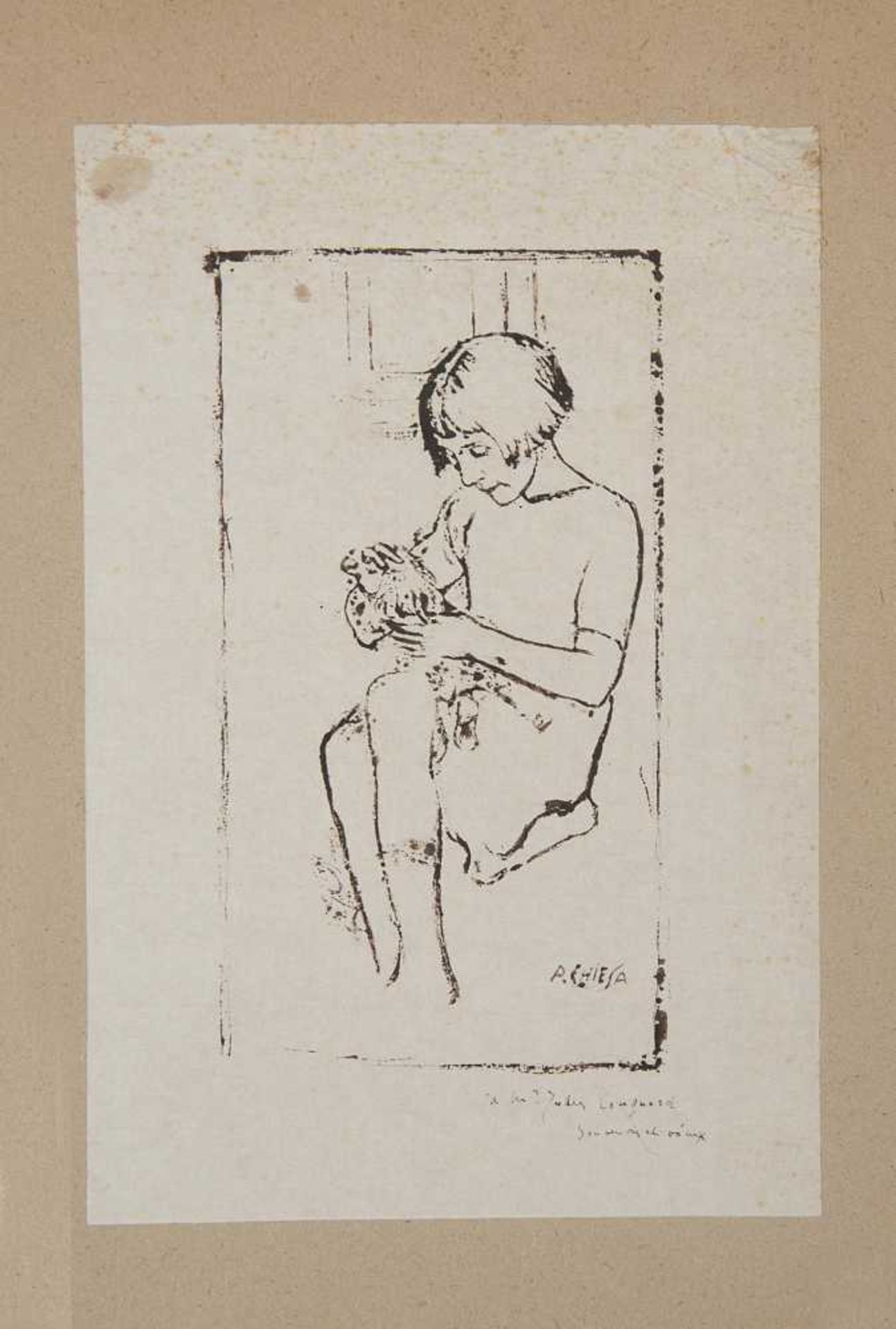 3 uvres de Pietro CHIESA (1876-1959, CH) : une étude d'enfant à l'encre rehaussée à l'aquarelle, - Image 4 of 4