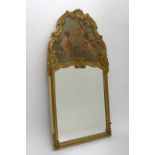 Miroir trumeau de style Louis XV. Miroir trumeau de style Louis XV à pourtour en bois doré à décor
