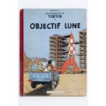 Hergé, Les aventures de Tintin, Objectif Lune, 1953. 4eme plat B8. Condition: coins abîmés.