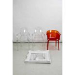 Deux fauteuils en polycarbonate cristal "Louis Ghost" design Starck édition Kartell 2009. 94x54x42