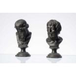 Deux bustes en bronze de Sénèque et Platon. Deux bustes en bronze : Sénèque & Platon. H. 13x6 cm